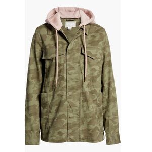 NWOT Caslon Hooded Utility Jacket sz small olive combo removable hood